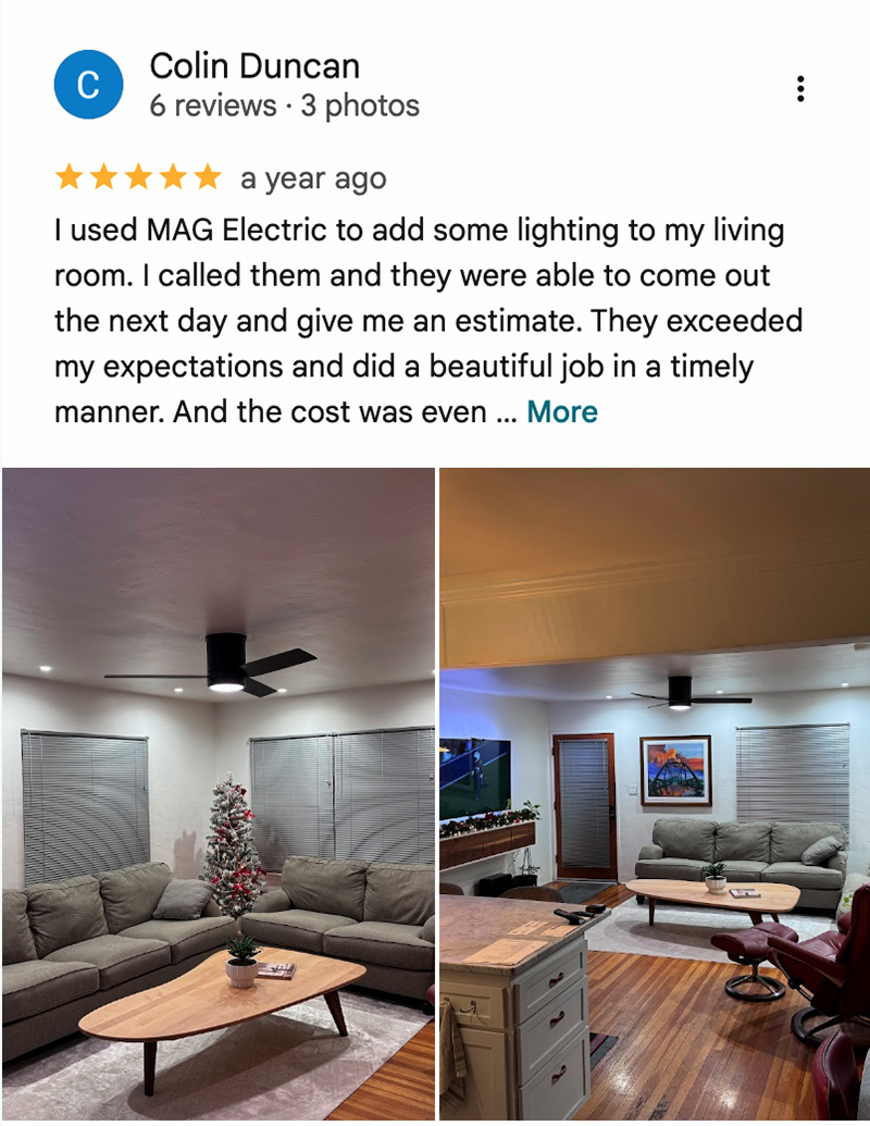 MAG Electric Google review screenshot 14 - 5 star electrician Santa Maria CA