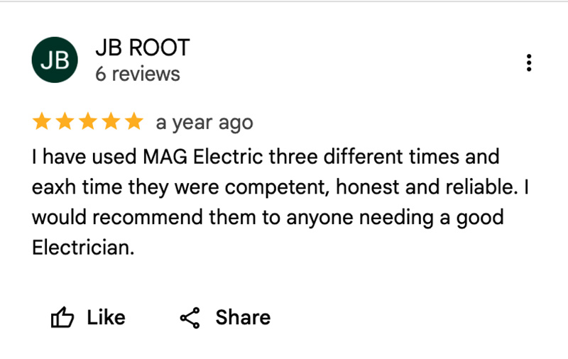 MAG Electric Google review licensed electrician Santa Barbara County