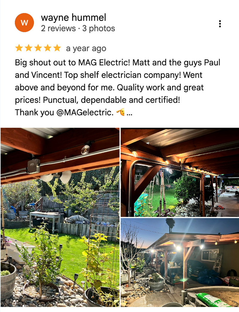 Google review MAG Electric EV charger installer Central Coast CA