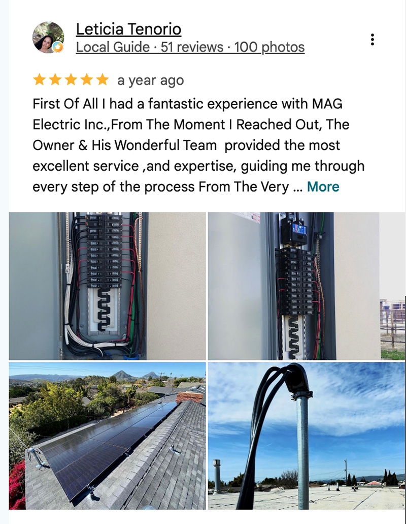 MAG Electric 5-star review electrical contractor Lompoc CA 93436