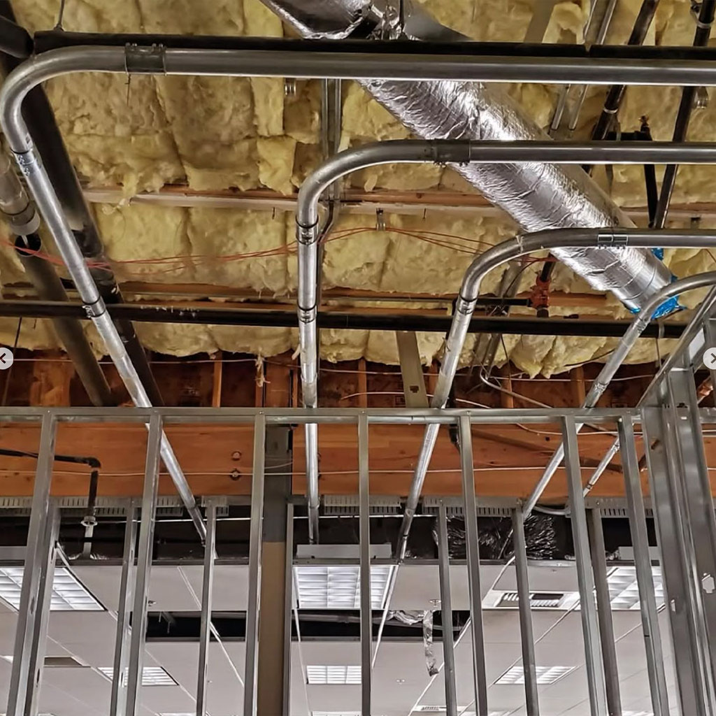 Electrical rough-in wiring during new construction framing in Santa Maria CA by Mag Electric